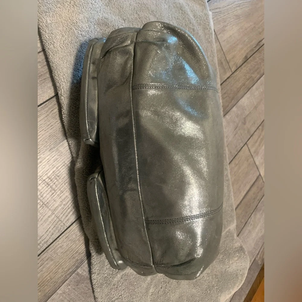 Coach Metallic Silver Poppy Hobo Bag